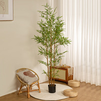Grand arbre en bambou artificiel avec pots, plantes artificielles en bambou réalistes pour la décoration intérieure du salon