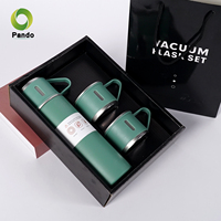 Ensemble de flacons à vide en acier inoxydable avec tasses Gourde d'eau Bouteille de voyage isolée à double paroi