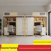 Lit superposé scolaire avec rangement, armoire, lits superposés pour dortoir, lit en fer multifonctionnel avec bureaux et bibliothèque, design moderne et gain de place