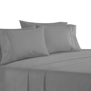 批发新设计250TC 100% 棉缎纯色床单棉床上用品套装