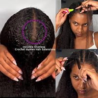 Cheveux naturels pour bébés 12A, raides crépus, en crochet, pré-bouclés, pré-séparés, micro-mèches sans nœuds, ondulation Yaki douce
