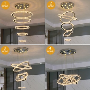US Warehouse lampu gantung Hotel kustom lampu gantung berkabel kristal 5 lingkaran <span class=keywords><strong>Chandelier</strong></span> - Product Image 4