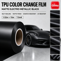 Film de protection de peinture (PPF) auto-cicatrisant en TPU 7,5 mil, effet changeant de couleur, noir électro-métallique mat, hydrophobe, 1,52 m x 15 m