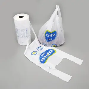 شعار مخصص القابلة للتحلل من البلاستيك الأبيض مخصص البلاستيك Hdpe T حقيبة قميص للتسوق وتغليف المواد الغذائية