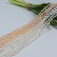 Chaîne de perles d'eau douce baroques percées sur le dessus, perles brillantes double face blanches et orange pour bijoux faits à la main, vente en gros en vrac