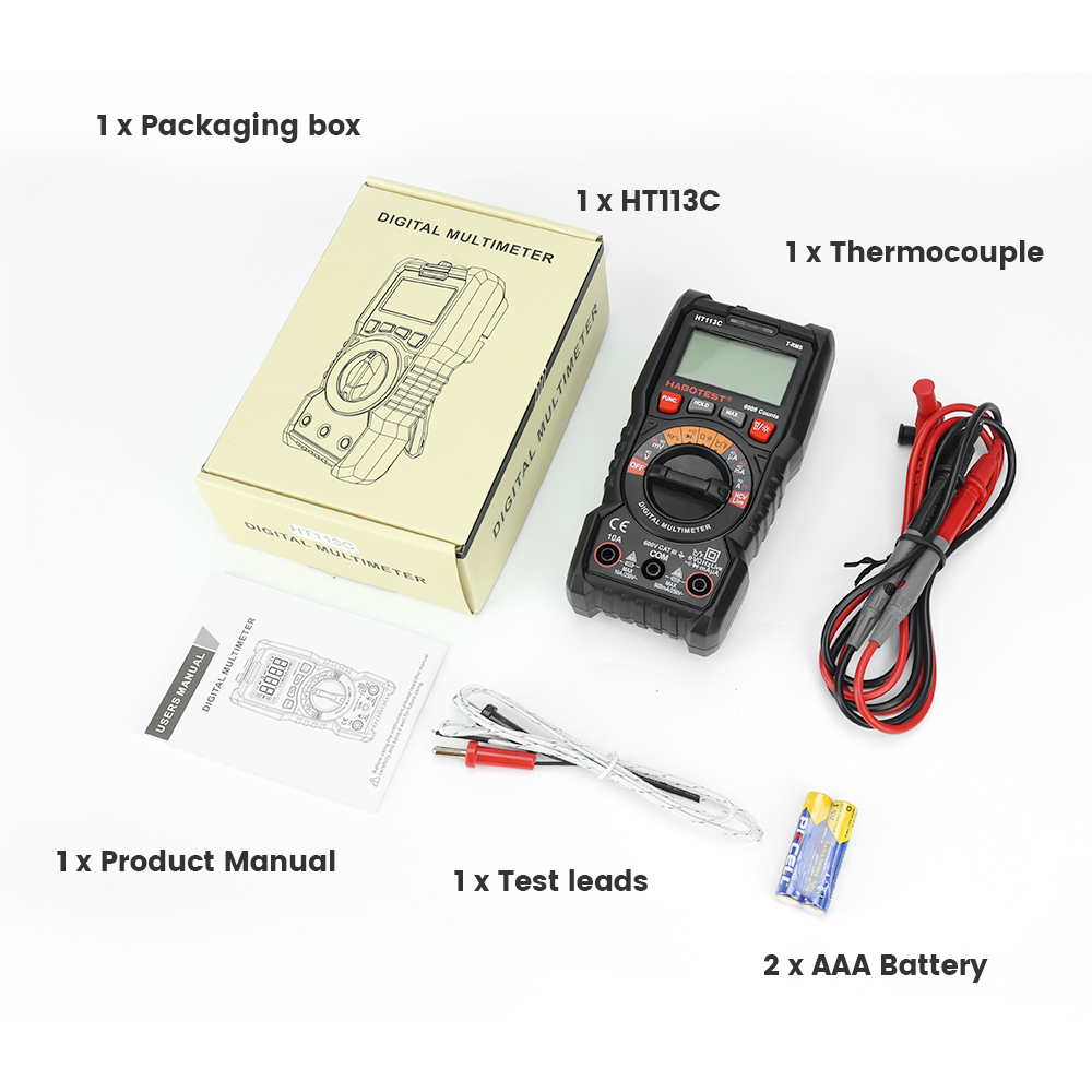 2022 Hot Selling Digital Multimeter 6000 Counts AC/DC Voltage & Current Test Auto Range Home Using True RMS Multimeters