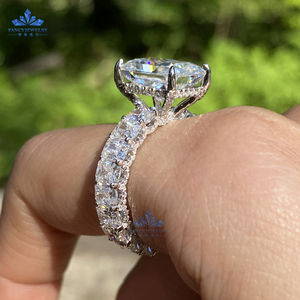 Заводское высококачественное индивидуальное обручальное кольцо из цельного золота 14 карат, 5 карат, 9x11 мм, с муассанитом, элегантное 925 Серебряное кольцо с муассанитом - Product Image 5