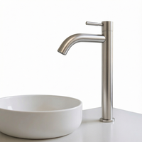 Robinet de lavabo en acier inoxydable à poignée unique, haut, finition brossée, vente en gros d'usine OEM ODM