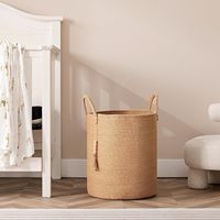 Panier de rangement cylindrique en corde de coton tressée, écologique, durable, sûr, multifonctionnel, gain de place, avec poignée, style simplicité moderne