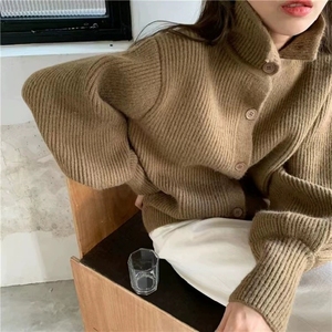 <span class=keywords><strong>Cardigan</strong></span> in Maglia a Collo Alto con Bottoni, <span class=keywords><strong>Grigio</strong></span>, Essenziale per l'Inverno, Tinta Unita, Giacca Lavorata a Maglia, Maglione da <span class=keywords><strong>Donna</strong></span> a Maniche Lunghe, <span class=keywords><strong>Cardigan</strong></span> Ampio - Product Image 3