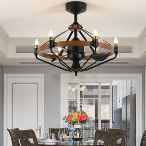 Lámpara de araña de hierro Retro, luz moderna negra para sala de estar con ventilador, iluminación de techo negra, candelabro rústico, gran oferta - Product Image 2