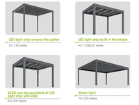 Kit de pergola en aluminium thermolaqué écologique 12x20 pieds, montage facile en DIY, toit à lames motorisé et étanche, pour extérieur naturel