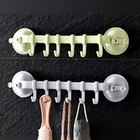 Porte-manteau mural multifonctionnel créatif à 6 crochets réglables, sans trace, pour cuisine et salle de bain