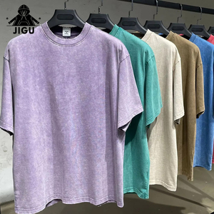 Chất Lượng Cao 100% Cotton Axit Rửa T Áo Sơ Mi Quá Khổ T Áo Sơ Mi Nam Tùy Chỉnh Trống Đá Axit Rửa Cổ Điển T Áo Sơ Mi - Product Image 6