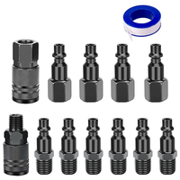 Kit de 14 raccords de compresseur d'air pour tuyau d'avion, 1/4" NPT en acier zingué, connecteurs mâles et femelles de précision CNC, noir