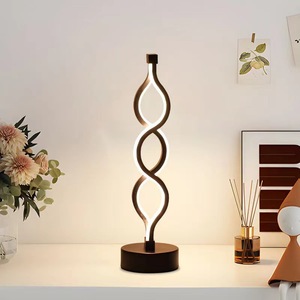 Elegante Lámpara de Mesa LED con Diseño Rústico en Forma de G, Control Táctil ABS Flexible y Regulable, Ideal para Mesita de Noche - Product Image 1