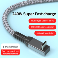 Kabel USB4 240W, pengisian daya cepat kecepatan tinggi Transfer Data 40Gbps tampilan Video 8K 60Hz Thunderbolt 4/5 untuk iPhone & Laptop tipe-c