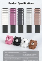 Bracelet lesté en silicone motif ours mignon avec blocs de fer de 1 lb et 2 lb, réglable avec Velcro, pour Yoga, Pilates, marche et fitness