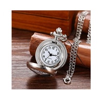 Montre de poche mignonne pour femmes et filles WAH02, collier pendentif, motif papillon et note de musique