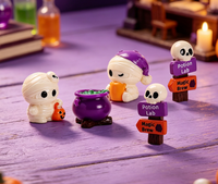 Kit de Scène d'Halloween Effrayante : Figurines Miniatures, Ensemble de Jeu de Potions, Chaudron de Sorcière, Cercueil, Bougie, Jouet Artisanal, Décoration de Fête