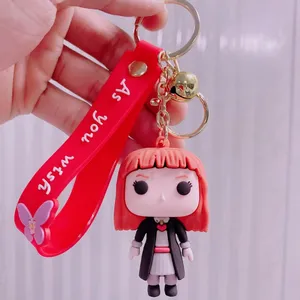 Wholesale Cheap Promotional 2D 3D Customized Cute Anime Shape Silicone Rubber PVC Keychains Accessories for Girls Kids Key Rings