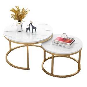 Factory Direct Sales Modern Creative Simple Round <strong>Coffee</strong> <strong>Table</strong> Double Quantity <strong>Circular</strong> Metal Frame <strong>Table</strong> for Home Living Room - Product Image 6