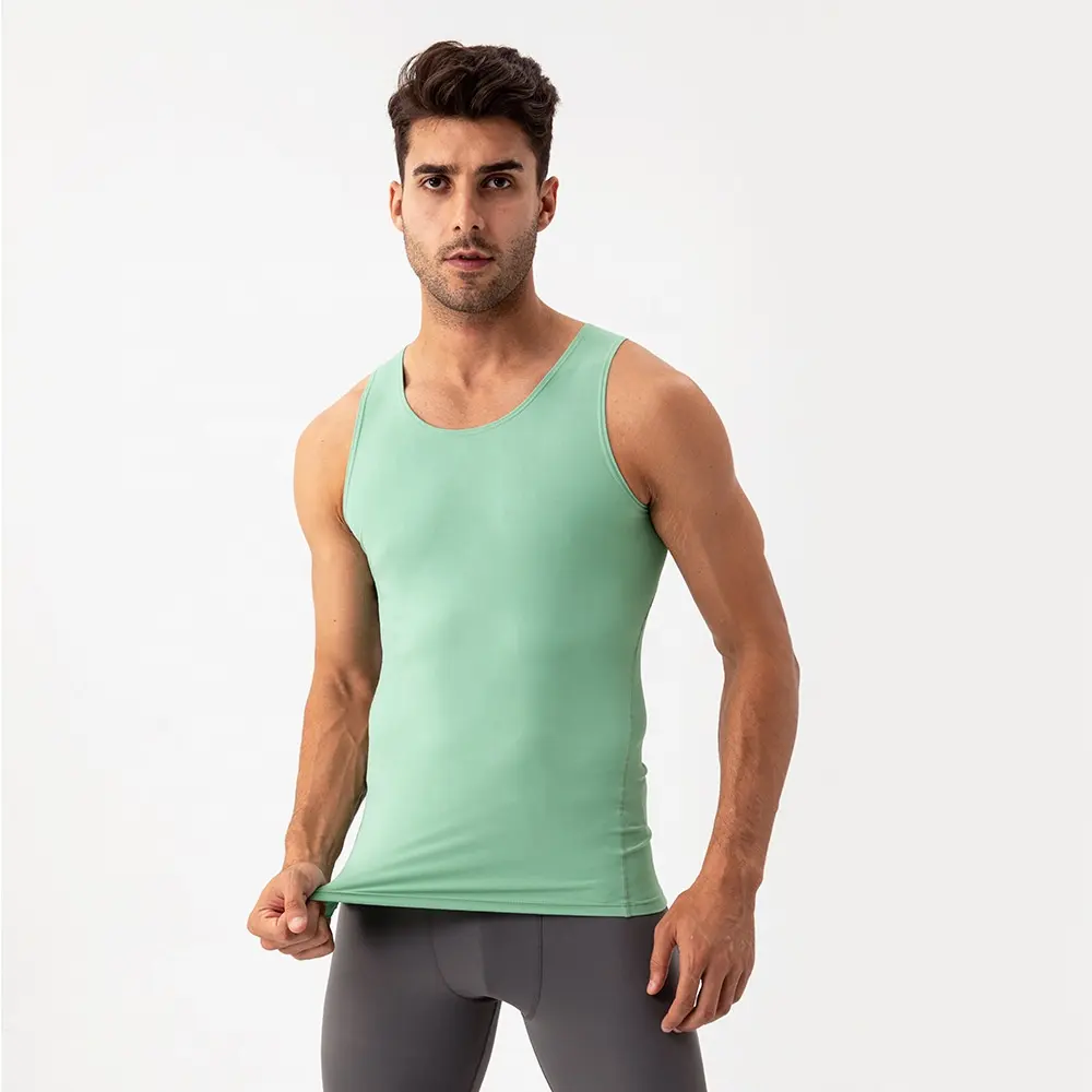 Özel yüksek kalite hızlı kuru Spandex Camisetas Para Hombre erkekler için sağlam askılı üstler eğitim Fitness spor yelek