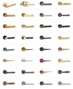Poignée de porte intérieure moderne en laiton robuste avec bouton de verrouillage, ensemble de poignées de porte de luxe pour chambre à coucher - Product Image 6