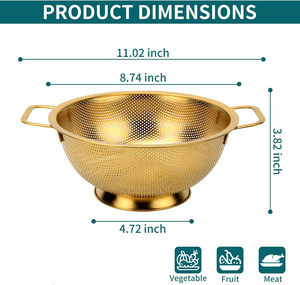 Colador de Metal para Frutas y Verduras con Asa, Utensilio de Cocina de Acero Inoxidable - Product Image 4