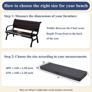 High-Density Waterproof &amp; Fade-Resistant Outdoor <strong>Bench</strong> Seat Cushions with Removable Cover for Patio Gardens &amp; Swings - Product Image 3