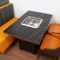 Table de restaurant moderne de style coréen haut de gamme, en acier inoxydable sans fumée, avec grill intégré, pour usage commercial