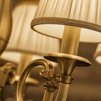 Lustre vintage en laiton avec abat-jour en tissu plissé, luminaire suspendu pour salon, salle à manger, chambre à coucher, hôtel, décoration