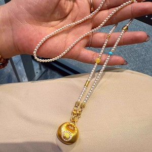 Chaîne de perles avec pendentif, cordon de collier 18K Fu, amulette en jade - Product Image 3