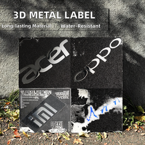 OEM Custom Gold Metal <b>Sticker</b> 3D Label Waterproof Printed Logo for Appliances <b>Cars</b> Garments Bags with Square Pattern - Product Image 2