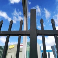 Valla de Jardín Moderna de Hierro Forjado con Recubrimiento de Polvo de Zinc, Valla de Seguridad Negra con Parte Superior Plana Ornamental de 7 pies