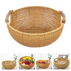 Panier en jacinthe d'eau, grande tour, paniers à linge tissés en feutre, style bohème, décoratif, petite paille pour la décoration - Product Image 6