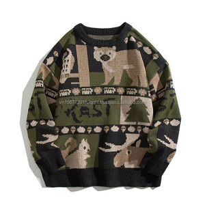 Suéter Retro a Cuadros con Corazón, Cuello Redondo, para Hombre y Mujer, Personalizado, Holgado, Estilo Estudiantil, de Moda, para Parejas, Tejido - Product Image 3