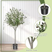 Arbre d'olivier artificiel durable de 120 cm (4 pieds) de haut, plante en pot en soie, fausses branches et fruits pour la maison, intérieur/extérieur