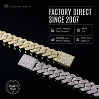 Collier cubain classique géométrique en laiton 20 mm avec zircone cubique 5A, longueur personnalisable et chaîne hip-hop en moissanite pour les fêtes
