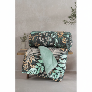 Cotton Box Velvet Double Duvet Cover <b>Mint</b> Clorasa 195x215 cm Home Use with Plant Pattern - Product Image 3