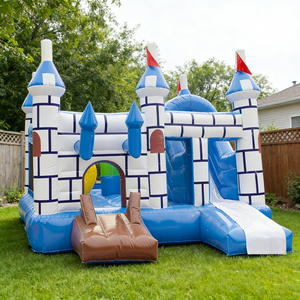 Château gonflable bleu et blanc <span class=keywords><strong>de</strong></span> haute qualité avec toboggan, maison <span class=keywords><strong>de</strong></span> saut en PVC pour enfants, utilisation intérieure, extérieure, jardin, fête - Product Image 2