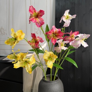 Arreglo de Flores Artificiales de Iris Mu Jinxi, 4 Cabezas, en Amarillo, Rosa, Azul y Morado, Decoración para Bodas y Hogar - Product Image 3