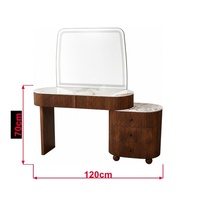 Commode avec panneau de tiroir cannelé, miroir de coiffeuse à bords arrondis, grand rangement