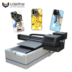 Udefine高速フラットベッドA1サイズ6090 UVプリンター、ボトル印刷機用インク付き