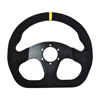 Volant de course universel 320 mm D plat noir en suède pour voiture de course, pièces intérieures automobiles