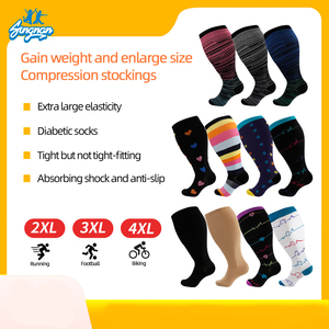 Chaussettes de compression épaisses grande taille pour hommes et femmes, pour la course <span class=keywords><strong>à</strong></span> pied et le fitness, couleur unie, chaussettes de compression - Product Image 2