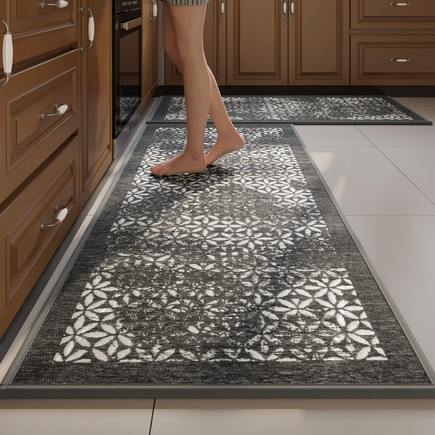 Tapis de cuisine Dornier à base de caoutchouc - Gris mystère