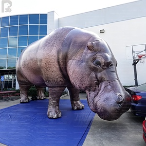 Hippopotame gonflable géant de 3m, 4m, 5m avec logo personnalisé, modèle réaliste d'animal sauvage pour publicité, idéal pour les zoos/événements éducatifs - Product Image 1