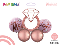 Ensemble de ballons en aluminium avec bague en diamant-Grande bague en diamant rose doré et kits de ballons en aluminium gonflables en forme de costume pour les fiançailles de mariage