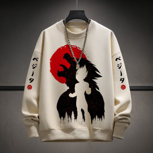 <b>Men's</b> Printed Crewneck Sweatshirt 100% Cotton Regular Sleeve Breathable Knitted <b>Pullover</b> Spring Casual Wear - Product Image 1